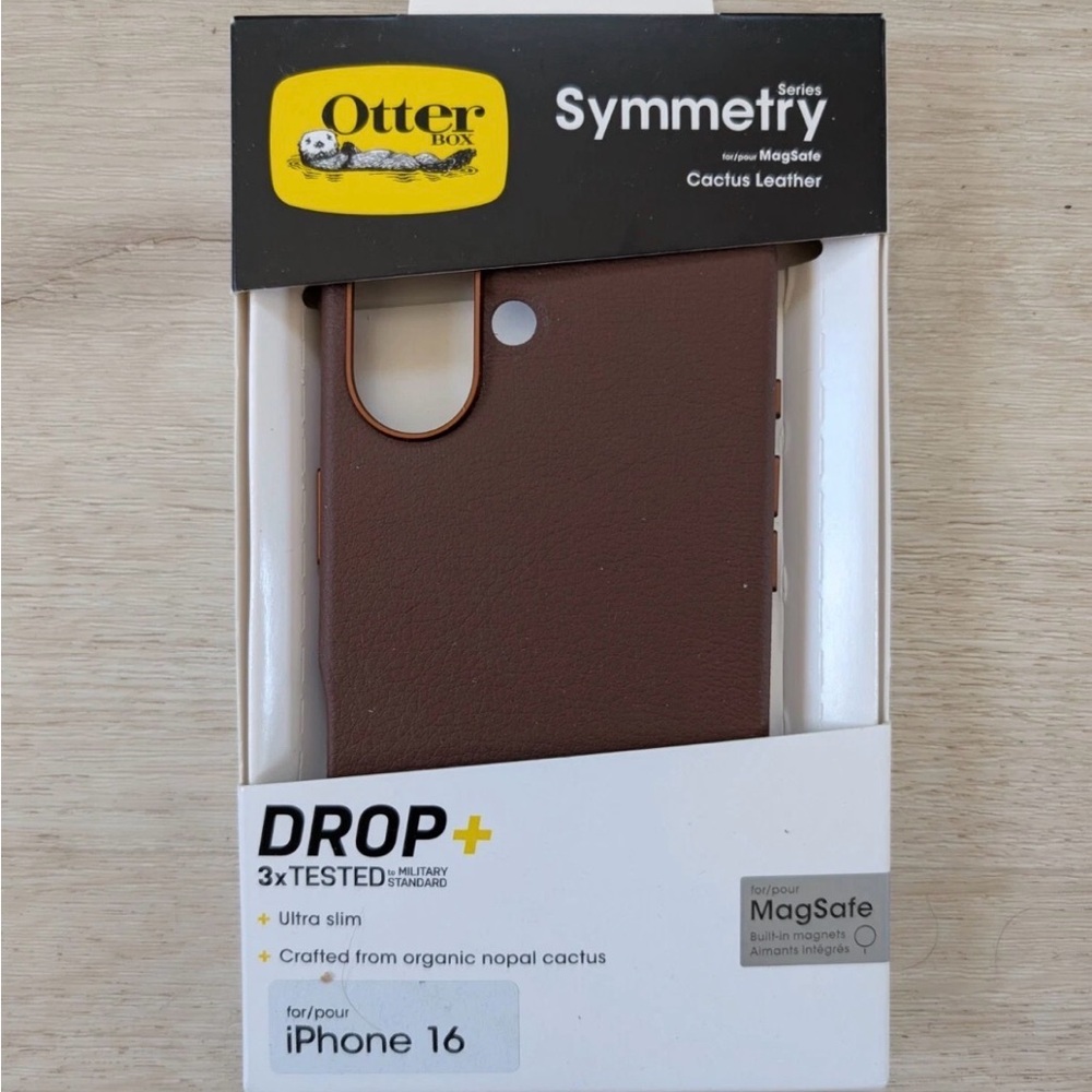 OtterBox Symmetry Series Cactus Leather Case for iPhone 16 - Dark Brown